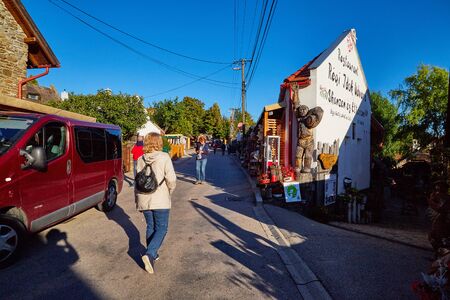Tihany, Hungary - September 27, 2018: Street with tourists in the old part of the city Tihany near Balaton in Hungary in a sunny dayのeditorial素材