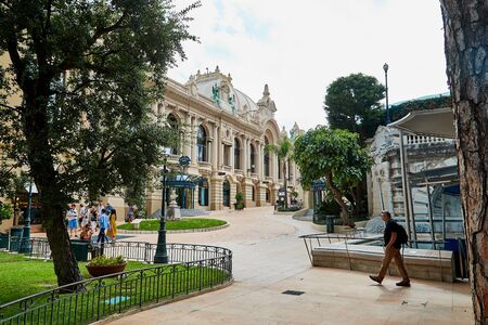 Monte Carlo, Monaco - September 23, 2018: Street near the world famous Monte Carlo casino in Monaco at a cloudy dayのeditorial素材