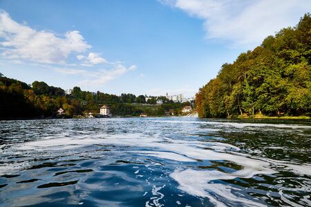 Rhine, Switzerland - September 19, 2018: The Rhine Falls in Switzerland. The largest waterfall in Europeのeditorial素材