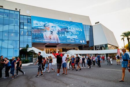 CANNES, FRANCE - September 22, 2018: Palase of Festivals and Congres in Cannes. Place for Film Festival in France and tourists near itのeditorial素材