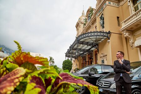 Monte Carlo, Monaco - September 23, 2018: World famous Monte Carlo casino in Monaco at a cloudy dayのeditorial素材