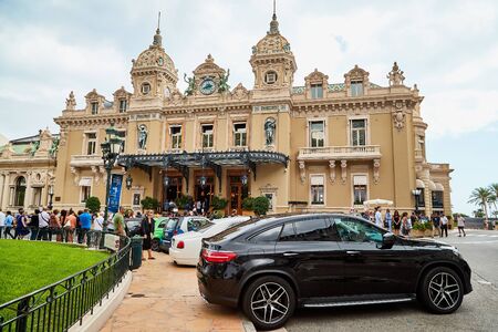 Monte Carlo, Monaco - September 23, 2018: World famous Monte Carlo casino in Monaco at a cloudy dayのeditorial素材