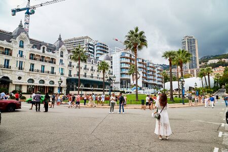Monte Carlo, Monaco - September 23, 2018: Street near the world famous Monte Carlo casino in Monaco at a cloudy dayのeditorial素材