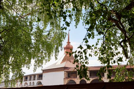 Wall and dome of Kirillo-Belozersky Monastery. Largest monastery of Northern Russia in a summer dayのeditorial素材