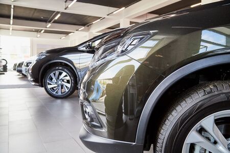 Petrozavodsk, Russia - June 19, 2019: Car in showroom of dealership Nissan in Petrozavodsk city in...