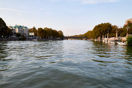 Tbilisi, Georgia - October 21, 2019: River Kura in capital of Georgia Tbilisi in a daytime and sightseeing from the water in a summer, or autumn dayのeditorial素材
