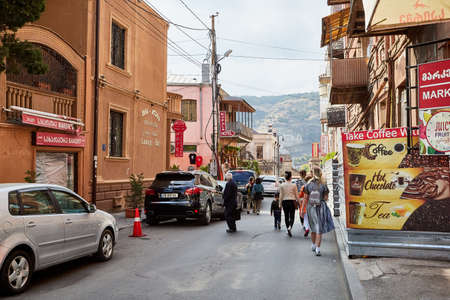 Tbilisi, Georgia - October 21, 2019: Street of Tbilisi city with is capital of Georgia in a summer, spring or autumn day. Travel conceptのeditorial素材