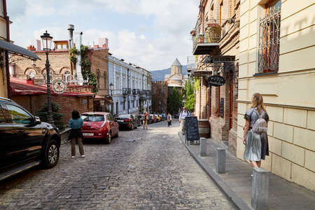 Tbilisi, Georgia - October 21, 2019: Street of Tbilisi city with is capital of Georgia in a summer, spring or autumn day. Travel conceptのeditorial素材