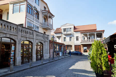 Tbilisi, Georgia - October 21, 2019: Street of Tbilisi city with is capital of Georgia in a summer, spring or autumn day. Travel conceptのeditorial素材
