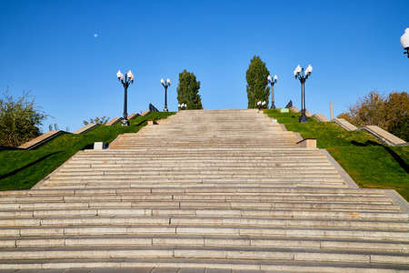 Stone stairs in city in a sunny dayの写真素材