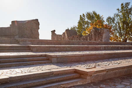 Stone stairs in city in a sunny dayの写真素材