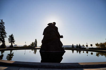 Volgograd, Russia - October 18, 2019: Monument in park of historical war complex Mamaev Kurgan in...