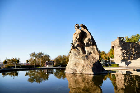 Volgograd, Russia - October 18, 2019: Monument in park of historical war complex Mamaev Kurgan in Volgograd, Russiaのeditorial素材