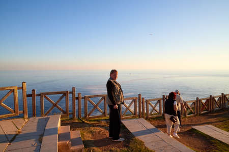Antalya, Turkey - December 18, 2019: Embankment with people in the evening in Antalya in Turkeyのeditorial素材