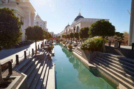 Antalya, Turkey - December 17, 2019: Pool with green water on a Sunny day in the Parkのeditorial素材