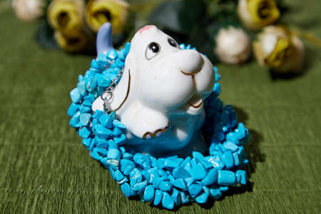 Beautiful blue beads. The concept of beautiful, elegant life and beautiful decoration for womanの写真素材