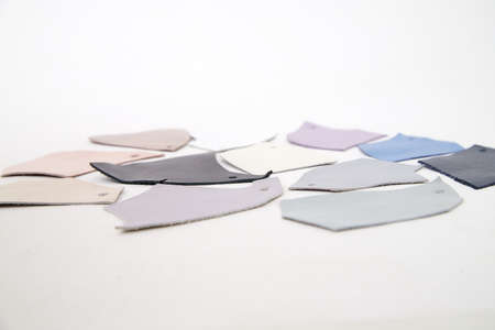 Many color samples of different leather on white background
