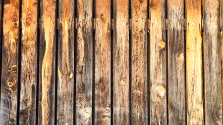 Fence made of wooden slats as Location, Background, texture, copy of space, frame. abstract natural graphic resourceの写真素材