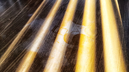 Background and texture with Light and dark, black and yellow, brown stripe and line of light and shadow. Abstract frame and copy space for graphicsの写真素材