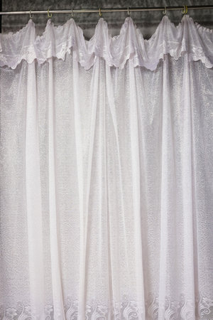 White curtain or theater curtain as background and texture. Abstract background, location for photo shoot and copy spaceの写真素材
