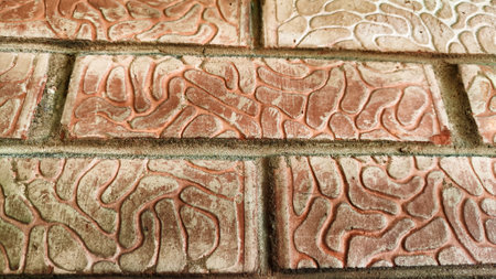 Red brick with texture and pattern on wall or floor. Abstract background, texture, frame, and patternの写真素材