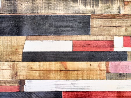 Colorful wood plank texture for background. Frame, place for text and copy spaceの写真素材