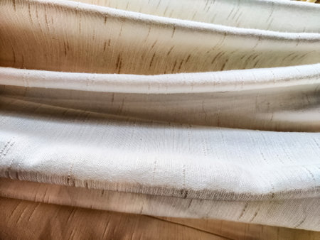 linen crumpled crumpled speckled fabric background. Jute abstract woven fabric texture