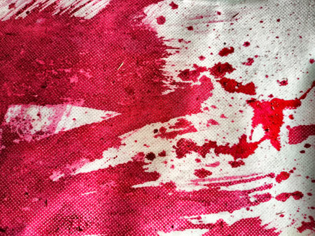 Abstract Background and texture with linen fabric and painted red spot. Place for text, copy spaceの写真素材