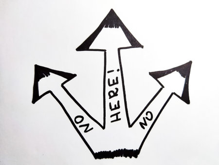 Three diverging Hand drawn black marker arrows. Concept of business, choosing direction, moving...
