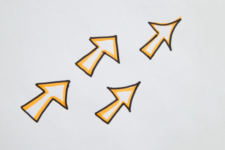 Pack drawn black marker arrows. The concept of business, choosing direction, moving forward....