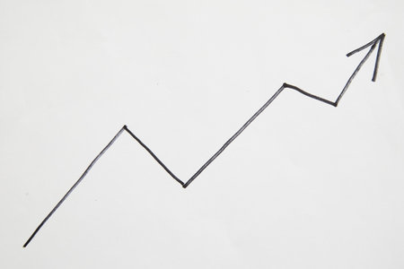 Hand drawn black marker arrows with broken line. Concept of business, choosing direction, moving forward. Abstract sign, background, texture. Blurredの写真素材