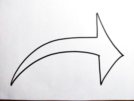 Thick graceful smooth Hand drawn black marker arrows. Concept of business, choosing direction, moving forward. Abstract sign, background, texture. Blurredの写真素材