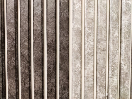 Background of brown wooden slats, texture of wood strips. Abstract place for text, copy space, frameの写真素材
