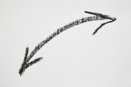 Double sided graceful smooth Hand drawn black chalk arrows. Concept of business, choosing direction,...