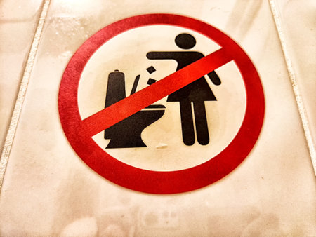sign clearly indicating that disposal of waste in the toilet is not allowedの写真素材