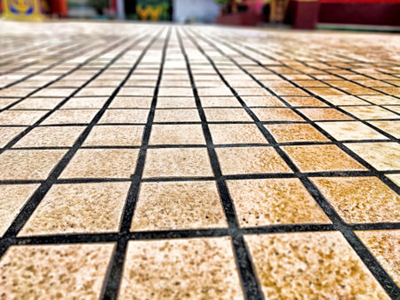 abstract of ceramic tile floor in the temple for background used.の写真素材