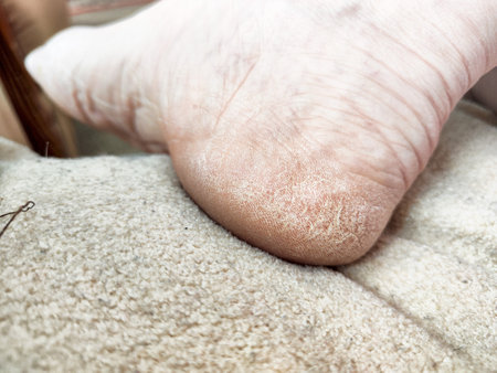 Skin on the foot shows signs of a fungal infection, highlighting the importance of proper foot care...
