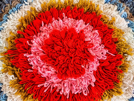 A beautifully crafted wool rug features an intricate floral design with vivid colors like red, pink,...