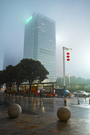 Rain scene in cityのeditorial素材