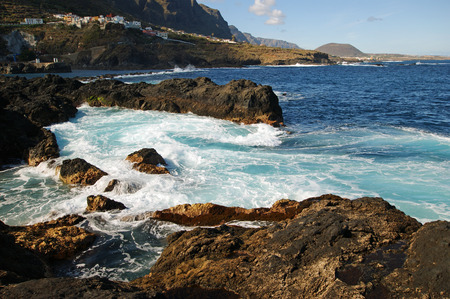 El Caleton  Natural Pools in Garachico, Tenerife, Spainの写真素材