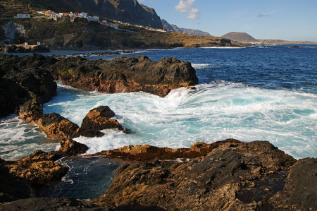 El Caleton  Natural Pools in Garachico, Tenerife, Spainの写真素材