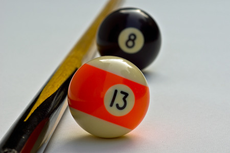 Billiard balls on a white backgroundの写真素材