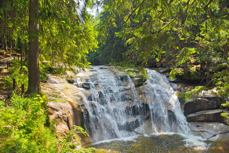 Waterfall in Harrachov in the Czech republicの写真素材