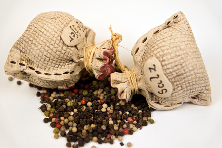 Salt and Pepper isolated on white backgroundの写真素材