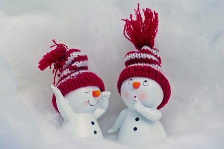 Snowman with beautiful red capの写真素材