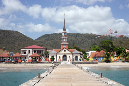 Village and church of Anses d'Arlet, Martinique island, west indiesの写真素材