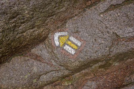 Arrow on Rock, an arrow shows the wayの写真素材