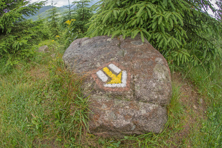 Arrow on Rock, an arrow shows the wayの写真素材