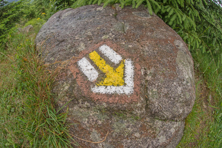 Arrow on Rock, an arrow shows the wayの写真素材