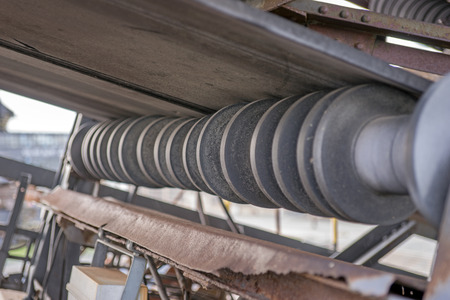 Rusty industrial conveyor roller